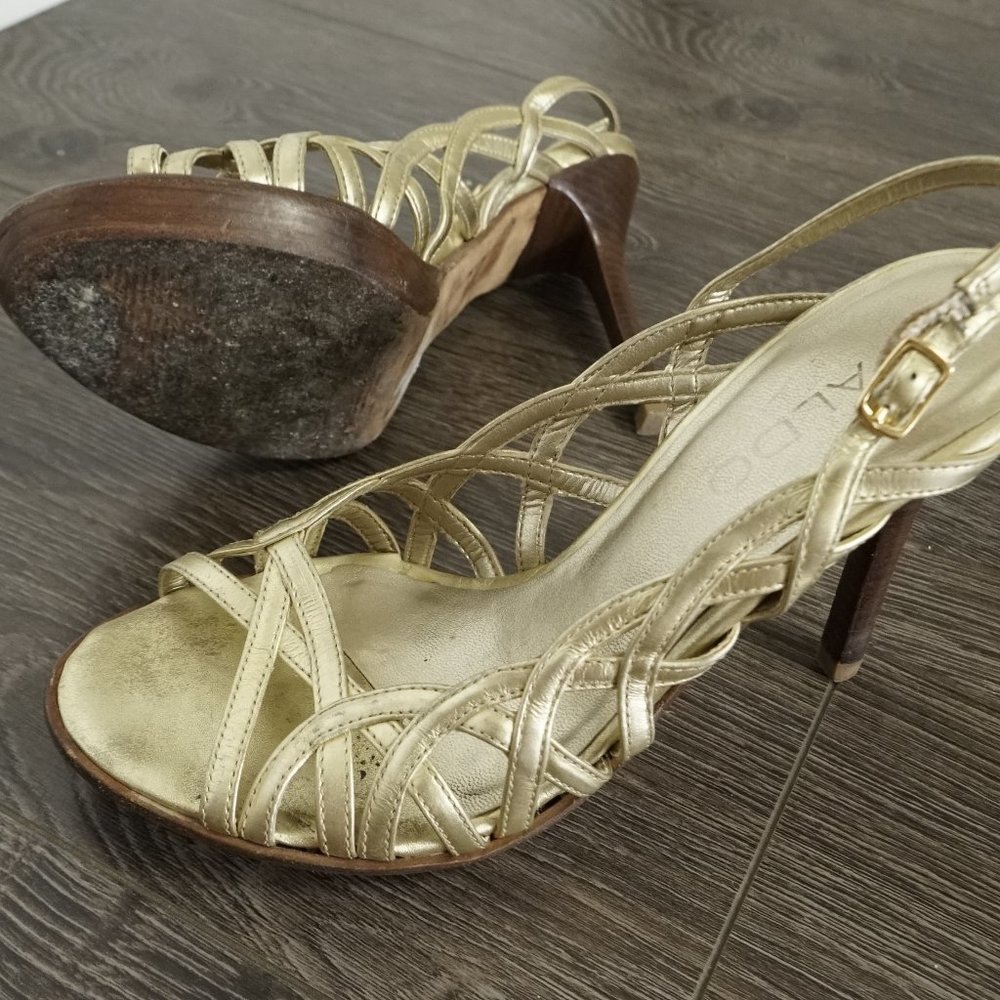 Gold strappy heels